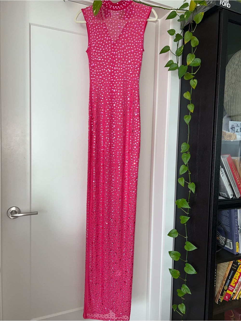 Hot Pink Sequin Sleeveless Maxi Dress